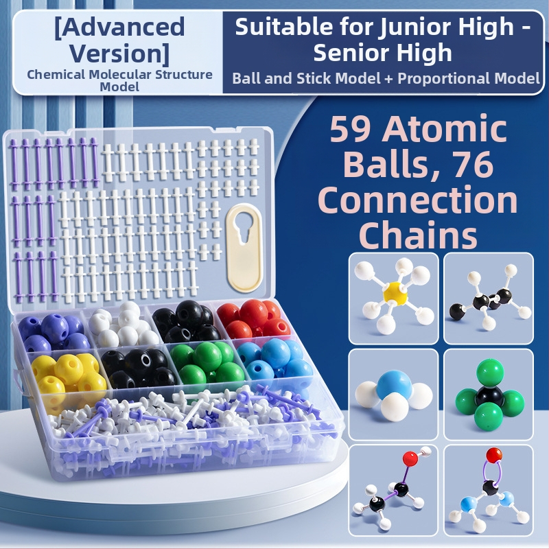 Model molekuly s guľami a tyčinkami pre organickú chémiu, učebné pomôcky pre gymnázium a stredné školy, plast