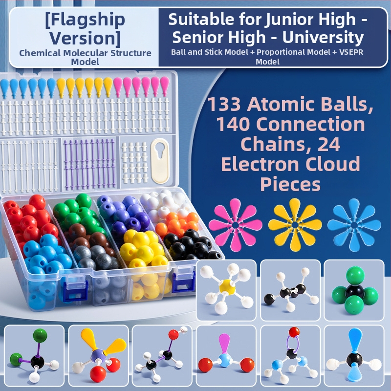 Model molekuly s guľami a tyčinkami pre organickú chémiu, učebné pomôcky pre gymnázium a stredné školy, plast