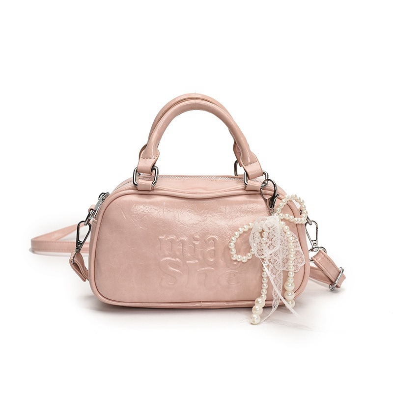 Geantă bowling pentru femei – stil urban simplu, PU material, formă pătrată orizontală, închidere cu fermoar, buzunar interior cu fermoar