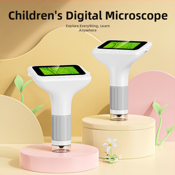 Παιδικό μικροσκόπιο χειρός για βιολογία/χημεία, φορητό ηλεκτρικό επιστημονικό σετ με περίβλημα από σιλικόνη, κατάλληλο για 7–14 ετών