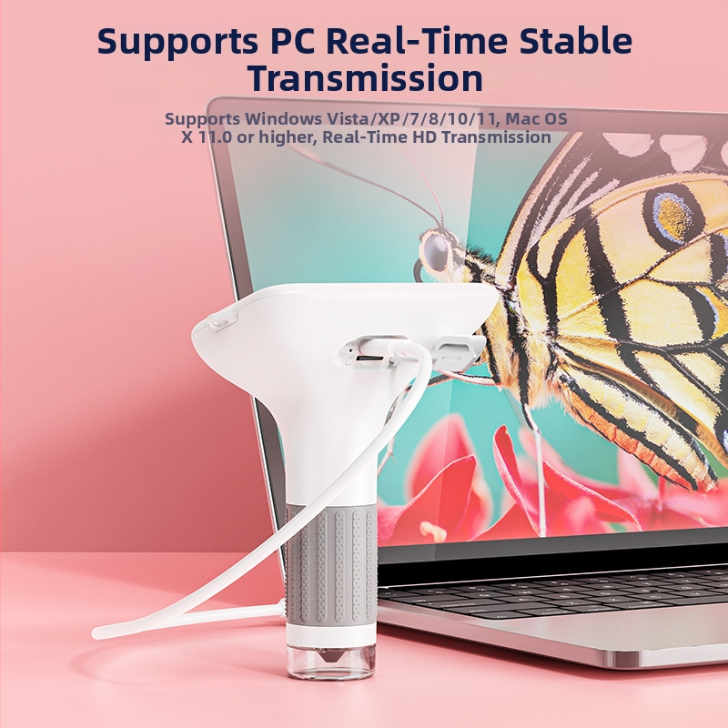 Детски ръчен микроскоп за биология и химия, портативен електрически лабораторен комплект, силиконов корпус, за деца 7–14 години, многофункционален