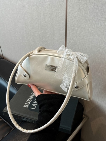 Дамска чанта за подмишницата, уличен стил, PU материал, закопчаване с цип, полиестерова подплата