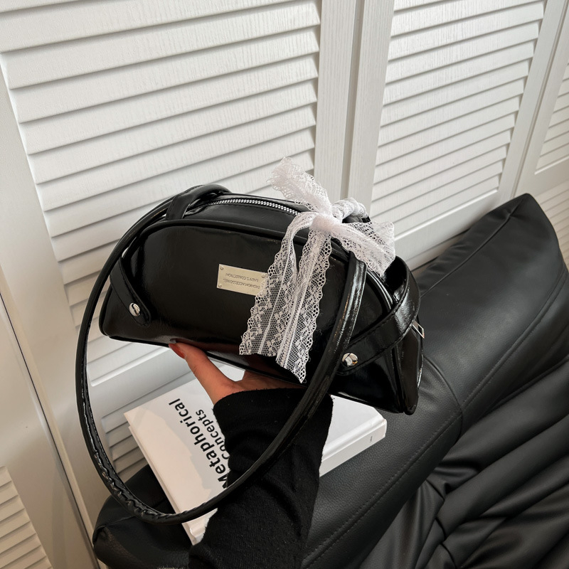 Дамска чанта за подмишницата, уличен стил, PU материал, закопчаване с цип, полиестерова подплата