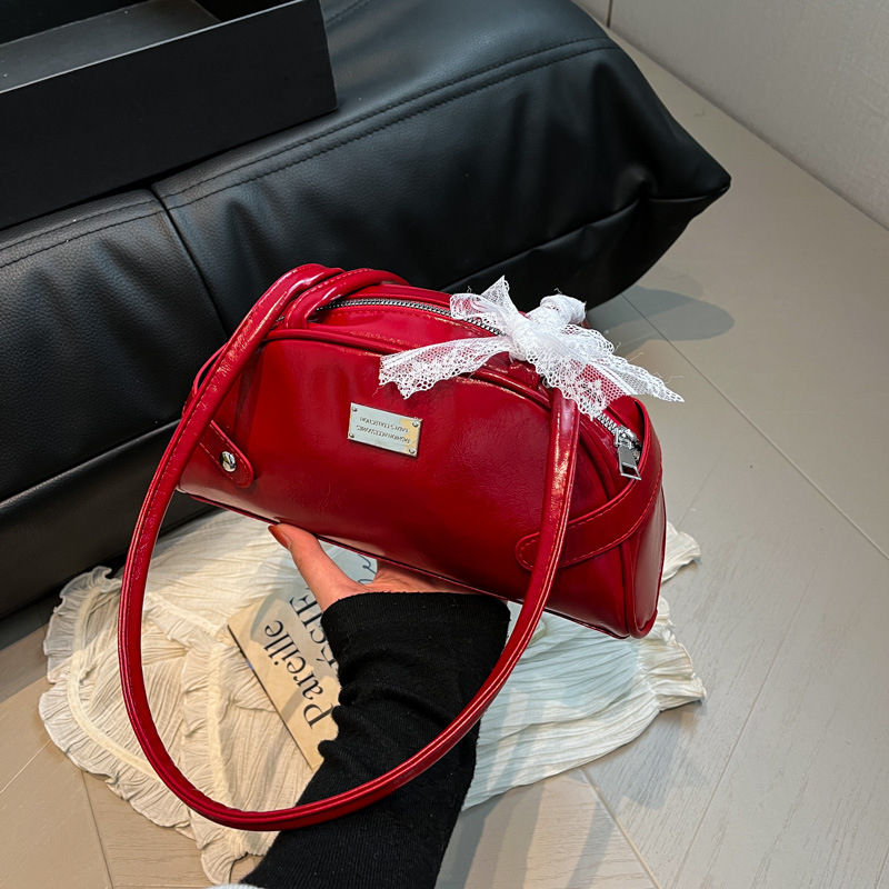 Дамска чанта за подмишницата, уличен стил, PU материал, закопчаване с цип, полиестерова подплата