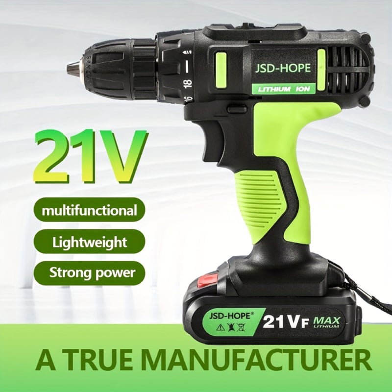 21Vf Ručna bušilica – 3 funkcije, dvostruka brzina, punjiva Ni baterija, naprijed/nazad, AC jednofazni / DC ≤50V kompatibilno