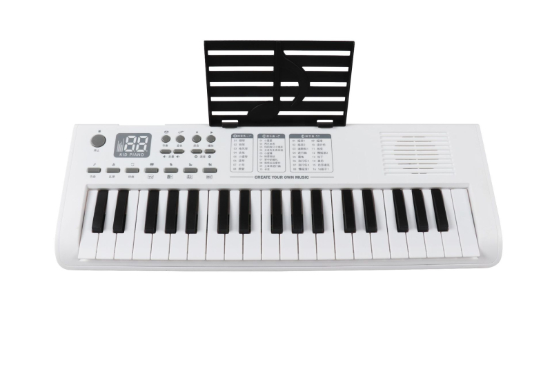 Bērnu elektriskais orgāns ar 37 taustiņiem, uzlādējams, daudzfunkcionāls, mikrofona statīvs, ABS materiāls, zīmols Octavebaby, piemērots bērniem 4-6 gadu vecumā.