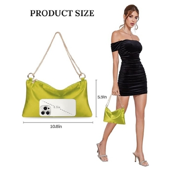 Βραδινή τσάντα με αλυσίδα από μαργαριάρια — ορθογώνιο σχήμα, PU υλικό, φερμουάρ, εσωτερική θήκη για κινητό