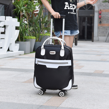 Bagaj în stil retro cu roți universale, deschidere cu fermoar, material Oxford, deschidere frontală, mare capacitate