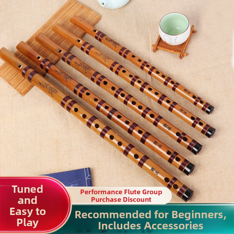 Začiatočnícka rovná flauta, 6 otvorov, tóny C D E F G, v balení sametová taška