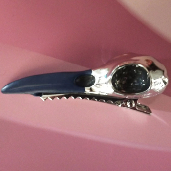 Κλιπ μαλλιών με κρανίο κόρακου σε πανκ στυλ, κράμα, ηλεκτροπλατίωση, τύπος κλιπ: duckbill, για γυναίκες