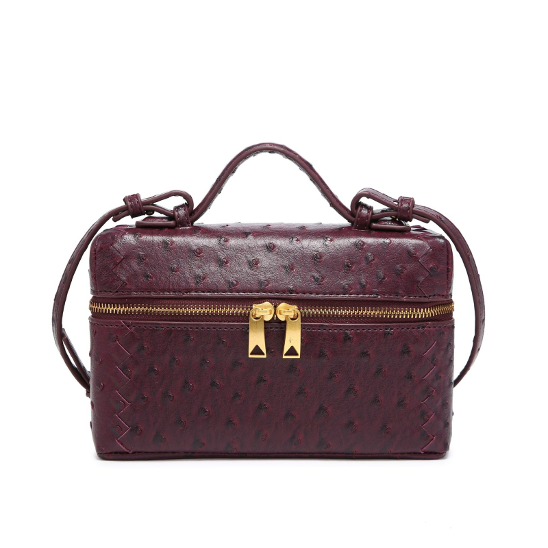 Geantă crossbody din PU, în formă pătrată orizontal, închidere cu fermoar, căptușeală din poliester, design exterior tridimensional