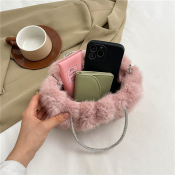 Ženska pliš crossbody mala kvadratna torbica — gradski jednostavni stil, vodoravni kvadratni oblik, magnetska kopča, pretinac sa zipom