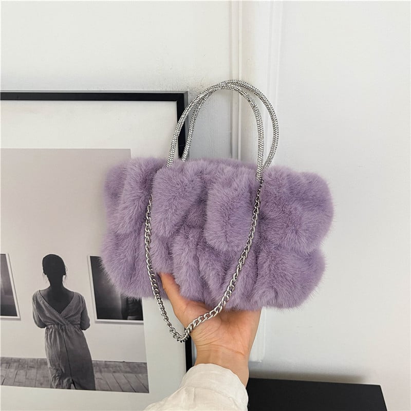 Ženska pliš crossbody mala kvadratna torbica — gradski jednostavni stil, vodoravni kvadratni oblik, magnetska kopča, pretinac sa zipom