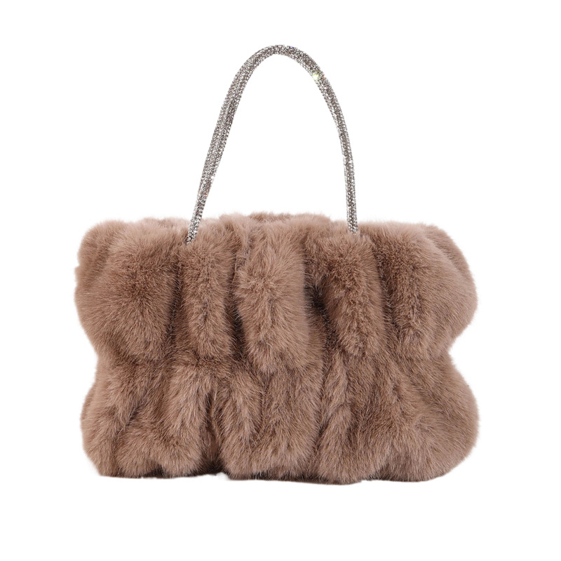 Ženska pliš crossbody mala kvadratna torbica — gradski jednostavni stil, vodoravni kvadratni oblik, magnetska kopča, pretinac sa zipom