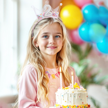 Αξεσουάρ κεφαλιού: PVC κορωνίδα για γενέθλια με πούλιες και φούντα με μαργαριτάρια, χειροποίητο, unisex