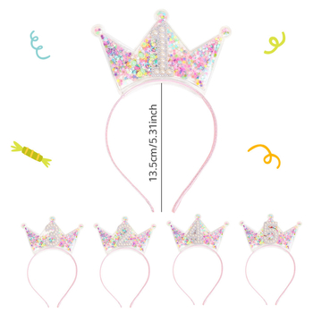 Αξεσουάρ κεφαλιού: PVC κορωνίδα για γενέθλια με πούλιες και φούντα με μαργαριτάρια, χειροποίητο, unisex