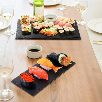 Πιάτο σερβιρίσματος από σχιστόλιθο για sushi και tempura, ιαπωνικού στυλ (Υλικό: σχιστόλιθος; Πάχος: 5–7 mm; Διαθέσιμη παραμετροποίηση λογότυπου; Κατάλληλο για ξενοδοχεία/εστιατόρια)
