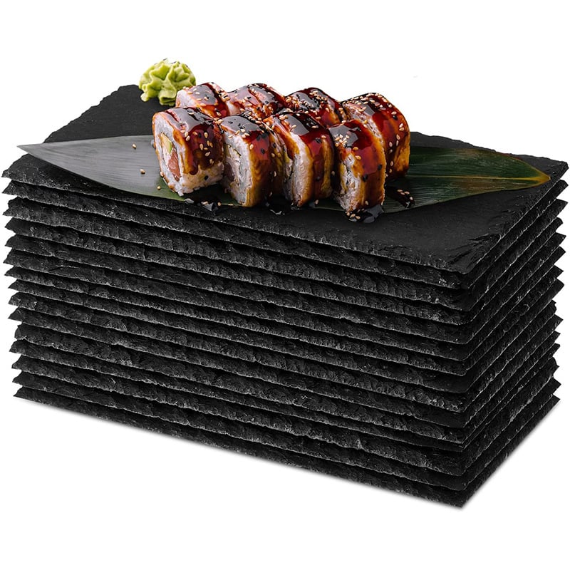 Šīfera akmens šķīvis sushi un tempurai, japāņu stilā (Materiāls: šīferis; Biezums: 5–7 mm; Logotipa pielāgošana pieejama; Piemērots viesnīcām/restorāniem)