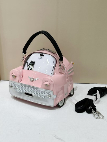 PU anyagú autó alakú kézitáska, utcai divat stílus, mini autó dizájn, cipzáras záródás, poliészter bélés