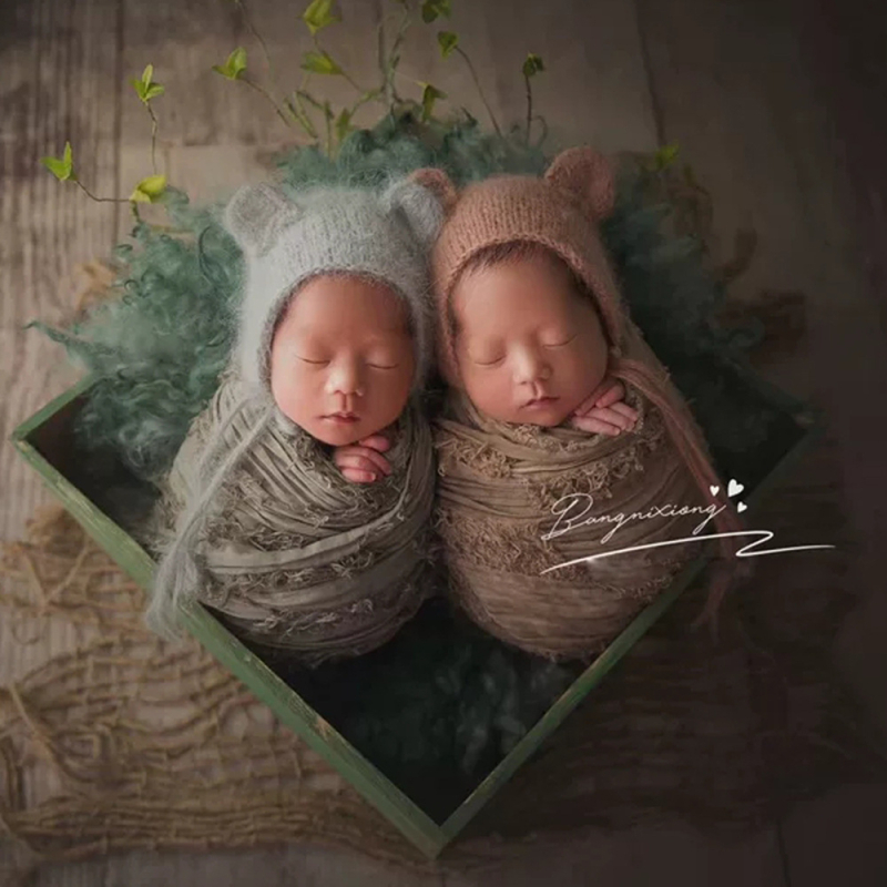 Wrap за новородени за фотосесия — унисекс, памучно-ленена материя, 70% памук, ретро стил