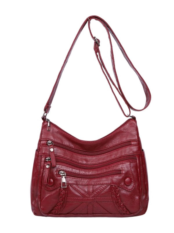 Geantă din piele PU, pătrat orizontal, stil urban minimalist, închidere cu fermoar, căptușeală din poliester, buzunar interior cu fermoar, buzunar pentru telefon, buzunar pentru buletin, construcție moale, curea de umăr unică, geantă crossbody cu compartim