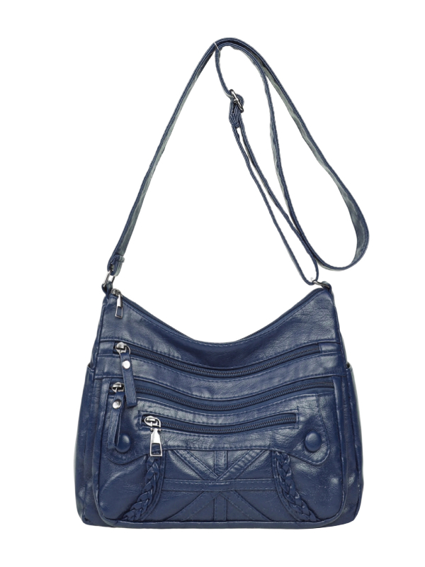 Geantă din piele PU, pătrat orizontal, stil urban minimalist, închidere cu fermoar, căptușeală din poliester, buzunar interior cu fermoar, buzunar pentru telefon, buzunar pentru buletin, construcție moale, curea de umăr unică, geantă crossbody cu compartim