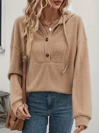 Női kapucnis karcsúsított szabású poliészter-elasztán pulóver-sweatshirt, hosszú ujjú