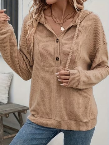 Női kapucnis karcsúsított szabású poliészter-elasztán pulóver-sweatshirt, hosszú ujjú