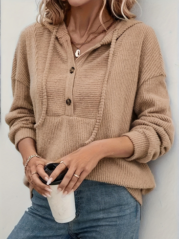 Női kapucnis karcsúsított szabású poliészter-elasztán pulóver-sweatshirt, hosszú ujjú