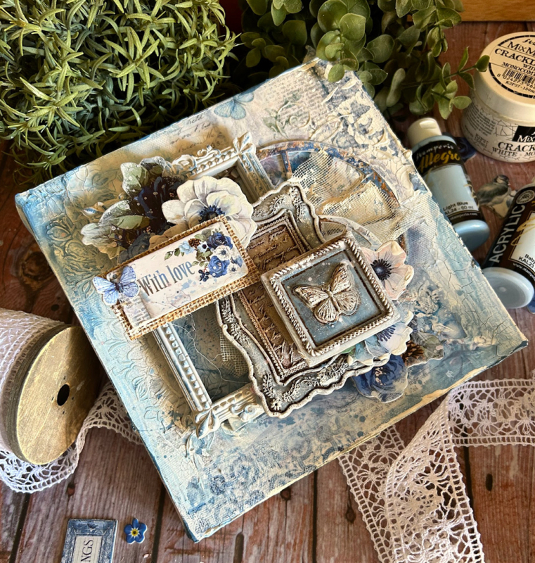 DIY sablon üdvözlőkártya és scrapbook készítéséhez, gomba keret és levél dizájnal, friss és édes stílus