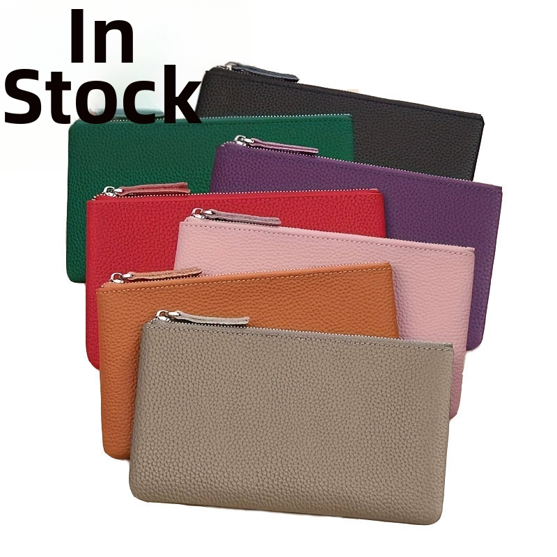 Lychee mintás PU érmeztárca, uniszex, ultra vékony cipzár, kompakt pénztárca és kulcstartó tok, vízálló és ultra könnyű, prémium kialakítás