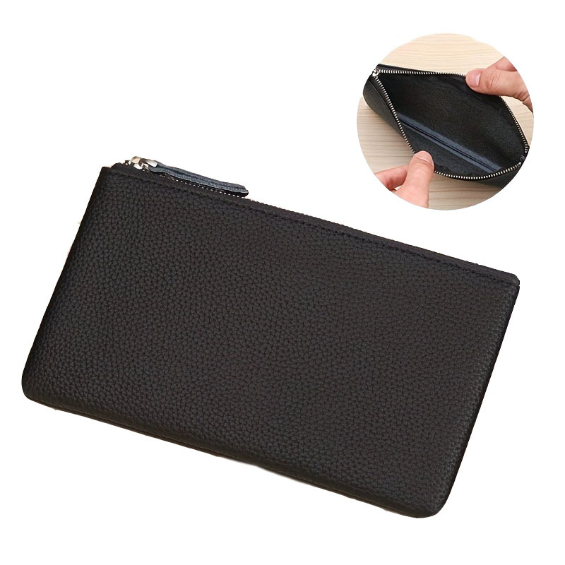 Lychee mintás PU érmeztárca, uniszex, ultra vékony cipzár, kompakt pénztárca és kulcstartó tok, vízálló és ultra könnyű, prémium kialakítás