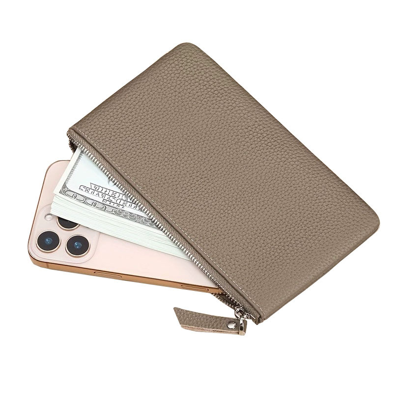 Lychee mintás PU érmeztárca, uniszex, ultra vékony cipzár, kompakt pénztárca és kulcstartó tok, vízálló és ultra könnyű, prémium kialakítás