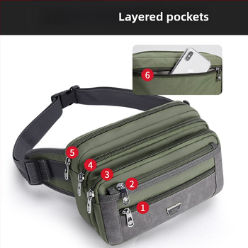 Pánska bedrová taška - Nylon, mestský minimalistický štýl, priedušná, veľká kapacita, podšívka z polyesteru