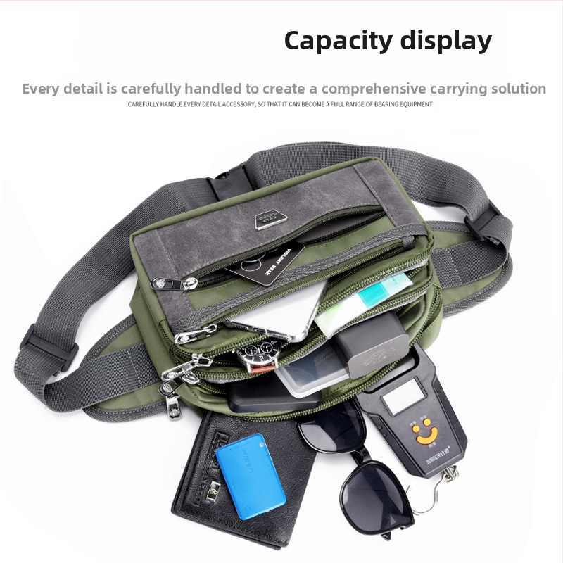 Pánska bedrová taška - Nylon, mestský minimalistický štýl, priedušná, veľká kapacita, podšívka z polyesteru