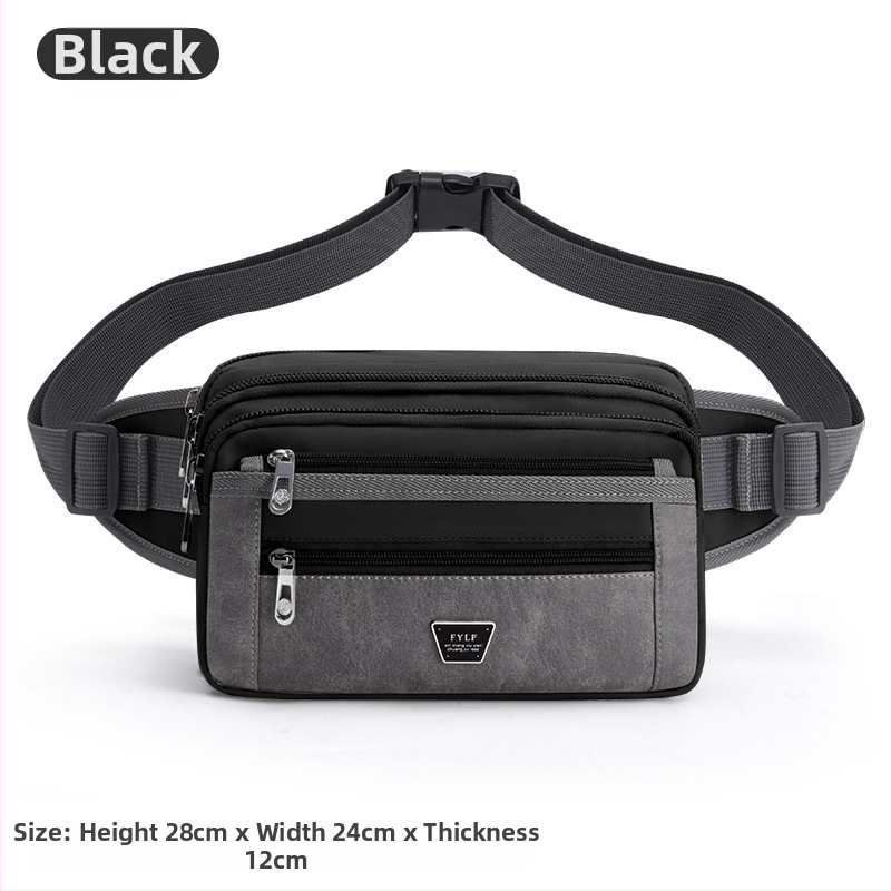 Pánska bedrová taška - Nylon, mestský minimalistický štýl, priedušná, veľká kapacita, podšívka z polyesteru