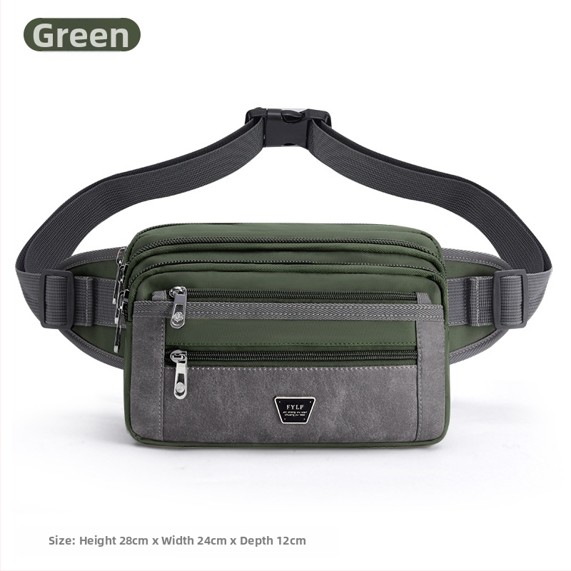 Pánska bedrová taška - Nylon, mestský minimalistický štýl, priedušná, veľká kapacita, podšívka z polyesteru