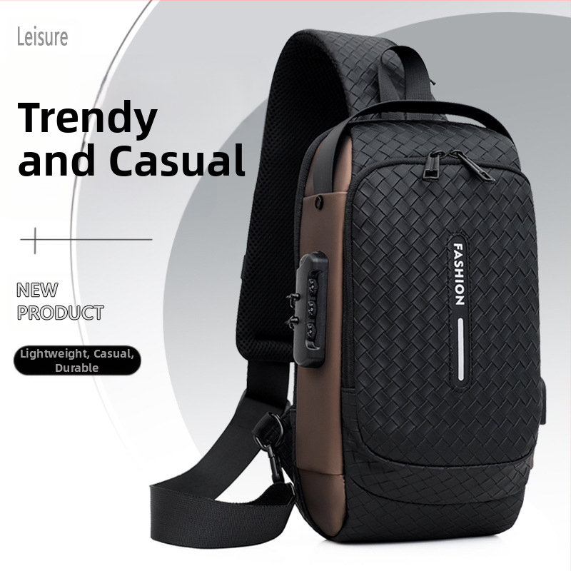 Мъжка чанта за гърдите PU, дишаща, кариран модел, за бизнес пътувания, пролет 2024 (PU; дишаща; кариран модел; пролет 2024; бизнес пътувания)