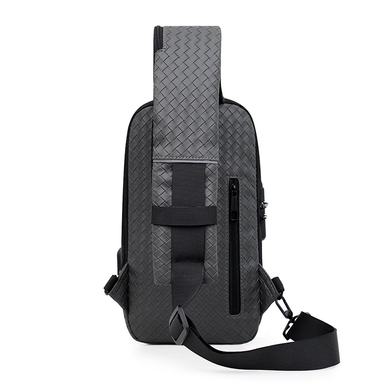 Мъжка чанта за гърдите PU, дишаща, кариран модел, за бизнес пътувания, пролет 2024 (PU; дишаща; кариран модел; пролет 2024; бизнес пътувания)