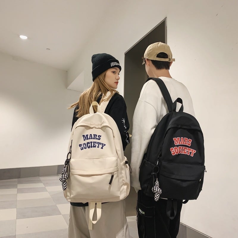 Ученическа раница с голям капацитет 36–55 л, нейлонова, дишаща, шарка с букви, стил уличен тренд