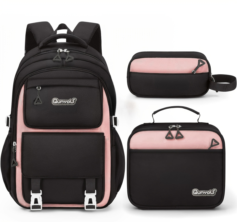 Unisex νάιλον σχολική τσάντα σετ 3 τεμαχίων (σακίδιο, τσάντα φαγητού, νεσεσέρ), ultra-light, μεγάλη χωρητικότητα, διαπνέοντες ιμάντες με αερόσφυξη και προστασία της σπονδυλικής στήλης, κατάλληλο για μαθητές 3–4 τάξεων