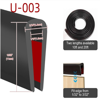 Гумен кант за ръб с U-образен жлеб, самозалепващ уплътнител за ръбове, водоустойчив и устойчив на разкъсване, за противоударна защита