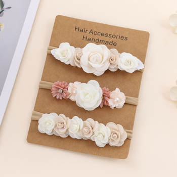 Κορεατικού στυλ κορδέλα μαλλιών για παιδιά με τεχνητά λουλούδια, ύφασμα, DIY διακοσμητικά, συσκευασμένη ατομικά, δυνατότητα προσαρμογής