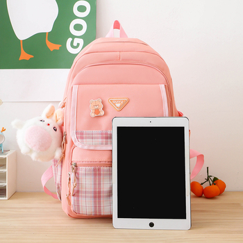 Унисекс ученическа раница за начално училище – нейлон, водоустойчива, подплата от полиестер, стил свеж и сладък