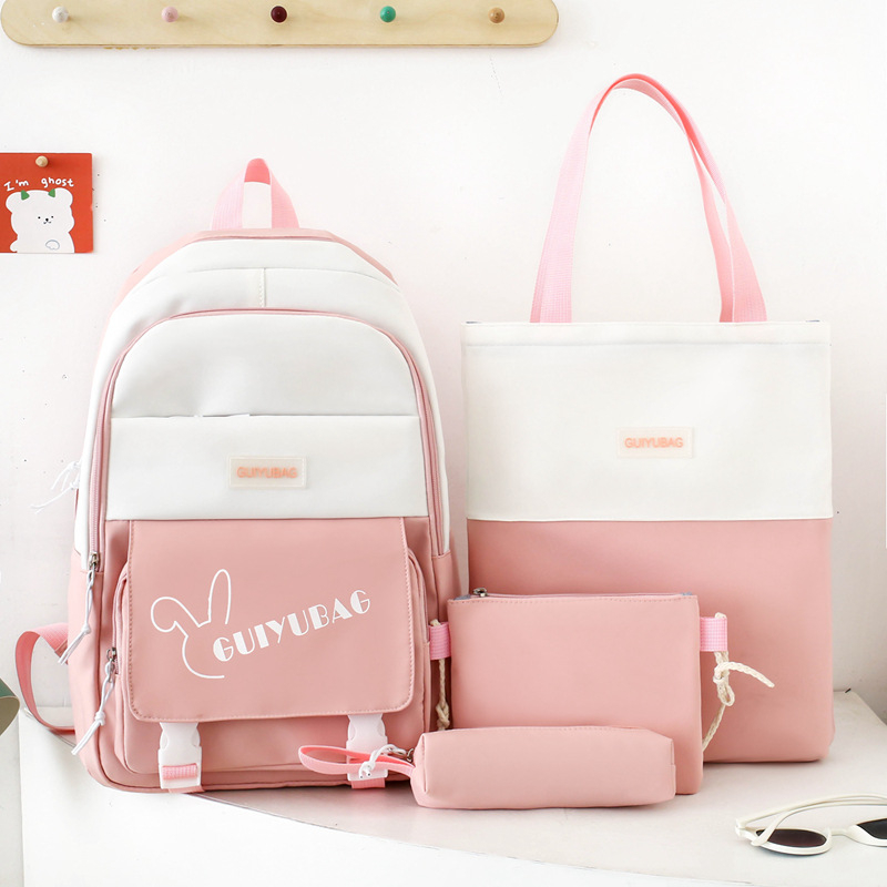 Koreai-stílusú iskolai hátizsák sminktáska készlettel, nylon, 20–35 literes kapacitás, vízálló, görbült vállpántok