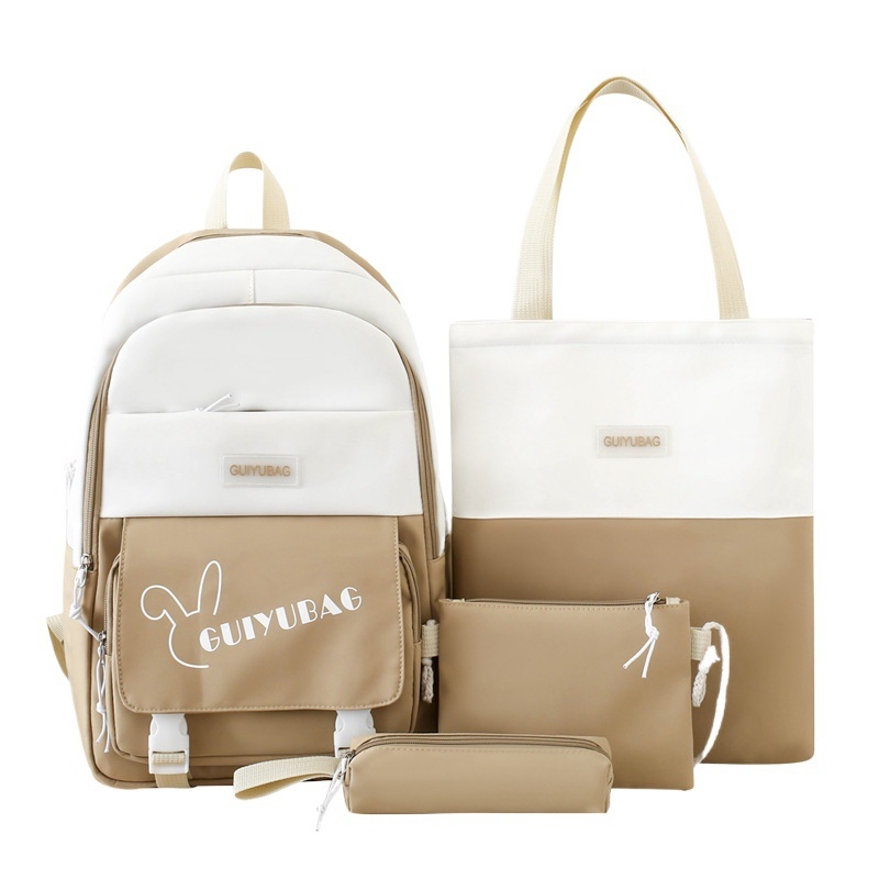 Koreai-stílusú iskolai hátizsák sminktáska készlettel, nylon, 20–35 literes kapacitás, vízálló, görbült vállpántok