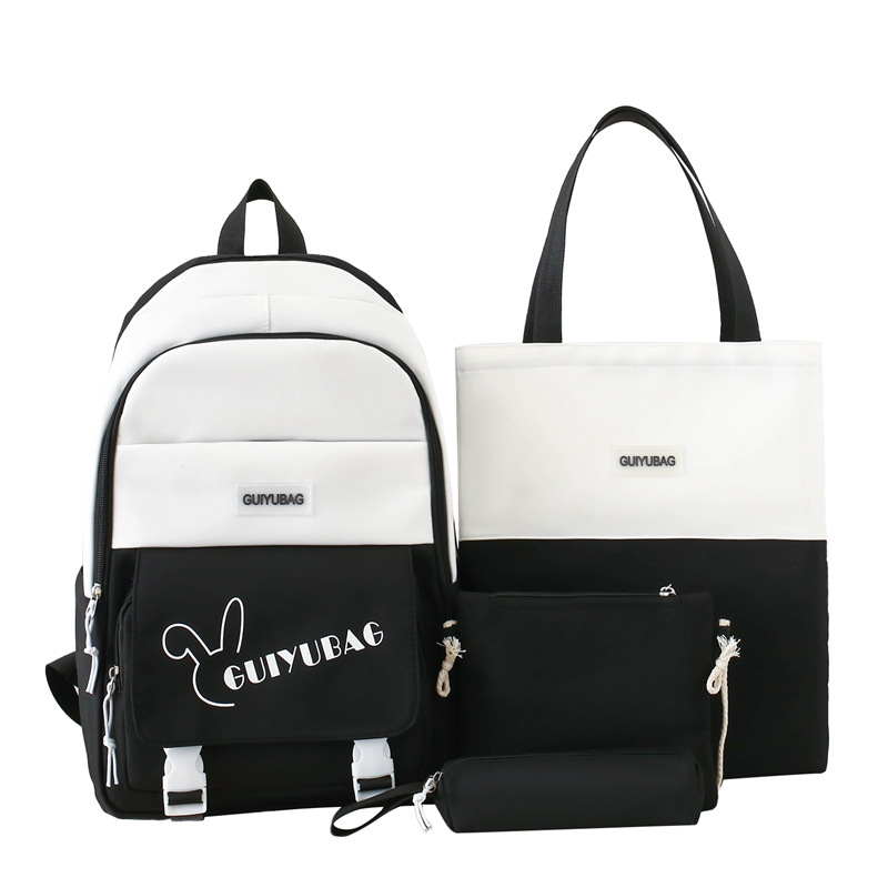 Koreai-stílusú iskolai hátizsák sminktáska készlettel, nylon, 20–35 literes kapacitás, vízálló, görbült vállpántok