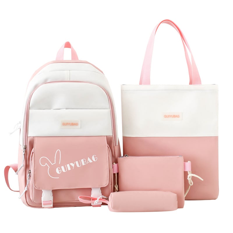 Koreai-stílusú iskolai hátizsák sminktáska készlettel, nylon, 20–35 literes kapacitás, vízálló, görbült vállpántok