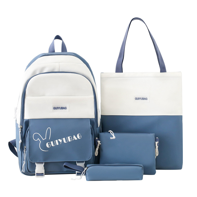 Koreai-stílusú iskolai hátizsák sminktáska készlettel, nylon, 20–35 literes kapacitás, vízálló, görbült vállpántok