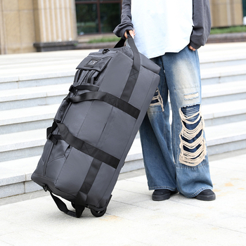 Τσάντα ταξιδιού από Oxford ύφασμα με ρόδες, μεγάλη χωρητικότητα 20-35 L, ανθεκτική στην φθορά, επεκτάσιμη και πτυσσόμενη για κάμπινγκ